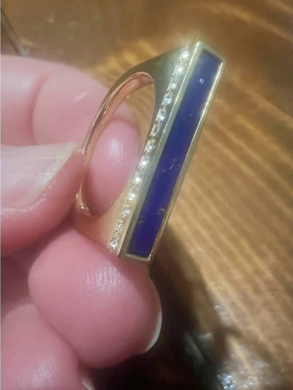 MICHAEL KORS LAPIS AND PAVE
CRYSTAL SQUARE SHAPED RING SIZE 7